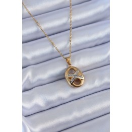 316L Çelik Gold Renk Zirkon Taşlı Kadın Kolye TJ-BKO7635