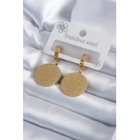 316L Çelik Gold Renk Pentagram Yıldızı İşleme Model Kadın Küpe TJ-BKP7992
