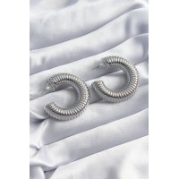 Pirinç Gümüş Renk İşleme Halka Model Kadın Küpe TJ-BKP8243