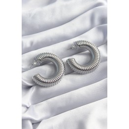 Pirinç Gümüş Renk İşleme Halka Model Kadın Küpe TJ-BKP8243