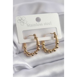 316L Çelik Gold Renk Topçuk Halka Model Kadın Küpe TJ-BKP8301