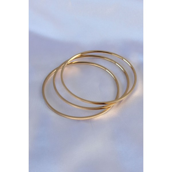 316L Çelik Gold Renk Ajda Model Kadın 60 mm Bilezik - TJ-BB5360