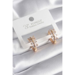 Pirinç Gold Renk Zirkon Taşlı Kadın Küpe TJ-BKP8356