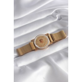 316L Çelik Gold Renk Mıknatıslı Hasır Zirkon Taşlı Model Kadın Bileklik TJ-BB5820