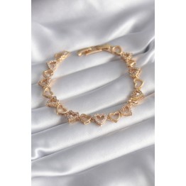 Pirinç Gold Renk Zirkon Taşlı Kalp Model VIP Seri Kadın Bileklik TJ-BB5847