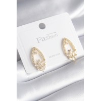 Pirinç Gold Renk Zirkon Taşlı Kadın Küpe TJ-BKP8444