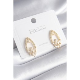 Pirinç Gold Renk Zirkon Taşlı Kadın Küpe TJ-BKP8444