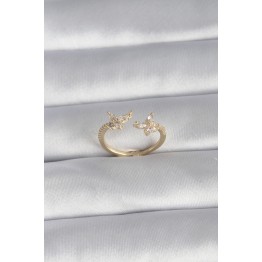 Pirinç Gold Renk Zirkon Taşlı Model Kadın Yüzük TJ-BYK3008
