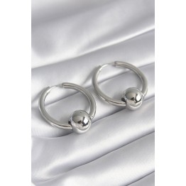 Pirinç Gümüş Renk Halka Top Model Kadın Küpe TJ-BKP8500