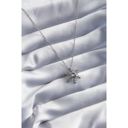 316L Çelik Gold Renk Zirkon Taşlı Kar Tanesi Projeksiyon Model Kadın Kolye TJ-BKO8073