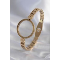 316L Çelik Gold Renk Arpa İşleme Açılabilir Fanus Model Kadın Kelepçe TJ-BB5911
