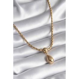 316L Çelik Gold Renk Yılan Sırtı Zincir Model Damla Sallantı Kadın Kolye TJ-BKO8288