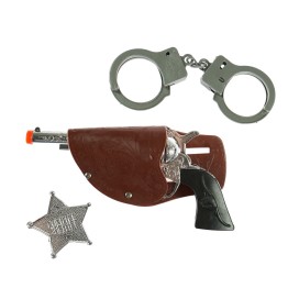 Gösteriler İçin Kovboy Sheriff Kelepçesi ve Rozet Kostüm Seti 3 Parça