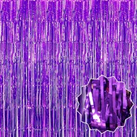 Mor Renk Ekstra Metalize Parlak Saçaklı Arka Fon Perde İthal 1x2 Metre