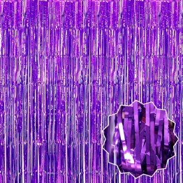 Mor Renk Ekstra Metalize Parlak Saçaklı Arka Fon Perde İthal 1x2 Metre