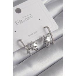 Pirinç Gümüş Renk Zirkon Taşlı Kadın Küpe TJ-BKP8620