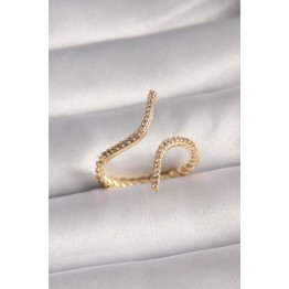 Pirinç Gold Renk Zirkon Taşlı Kadın Yüzük TJ-BYK3094