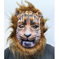 Kahverengi Yeleli Saçlı Peluş Aslan Maskesi Mega Peluş 6 No
