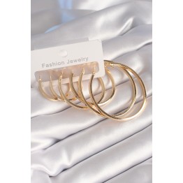 Pirinç Gold Renk Halka Model Kadın Küpe Seti TJ-BKP8799