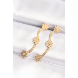 316L Çelik Gold Renk İtalyan Zincir Papatya Küpe TJ-BKP8801