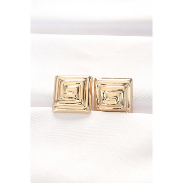 Pirinç Gold Renk Kare Form Küpe TJ-BKP8879