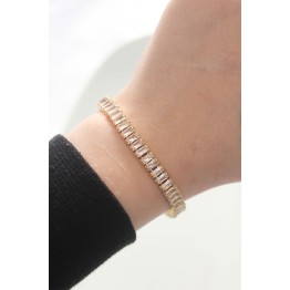 Pirinç Zirkon Taşlı Gold Renk Su Yolu Bileklik TJ-BB6044