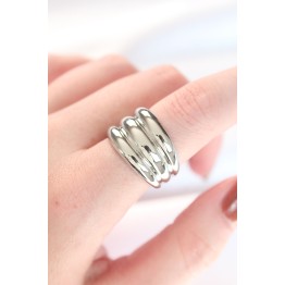 Silver Renk Ayarlanabilir Çizgili Bombe Yüzük TJ-BYK3118