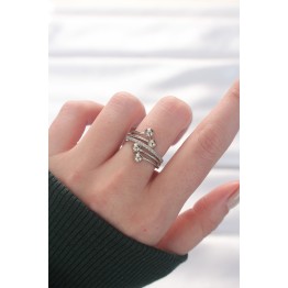 Topçuk Model Zirkon Taşlı Silver Renk Ayarlanabilir Yüzük TJ-BYK3137