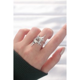 Yıldız Model Silver Renk Ayarlanabilir Yüzük TJ-BYK3143