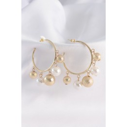 Pirinç Gold Renk Topçuk Model Halka Küpe TJ-BKP8908