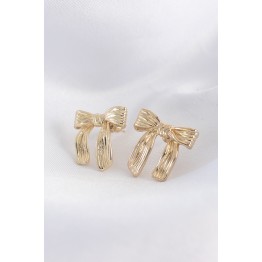Pirinç Gold Renk Çizgi Detay Fiyonk Küpe TJ-BKP8934