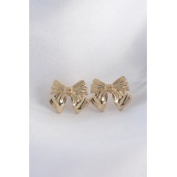 Pirinç Gold Renk Fiyonk Küpe TJ-BKP8942