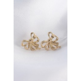 Pirinç Gold Renk Fiyonk Küpe TJ-BKP8944