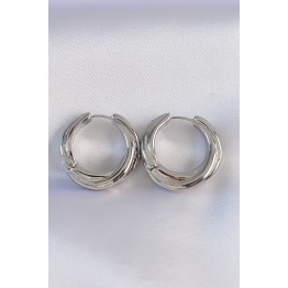 Pirinç Gümüş Renk Asimetrik Kıvrım Küpe TJ-BKP8975