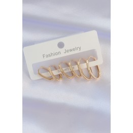 Pirinç Gold Renk İnce Oval Küpe Seti TJ-BKP8988