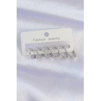 Pirinç Gümüş Renk İnce Oval Küpe Seti TJ-BKP8989