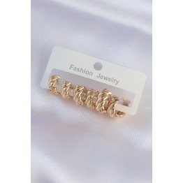 Pirinç Gold Renk Minimal Tırtıklı Küpe Seti TJ-BKP8990