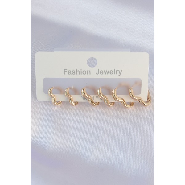 Pirinç Gold Renk Kalp Model Küpe Seti TJ-BKP8992