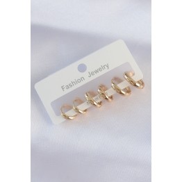 Pirinç Gold Renk Oval Bombeli Küpe Seti TJ-BKP8996