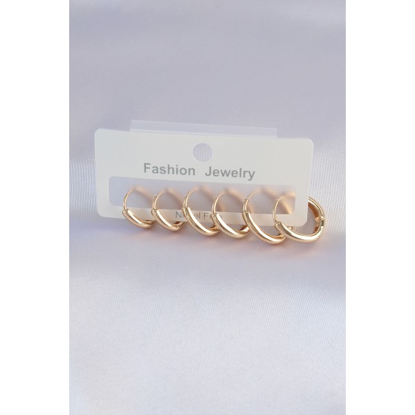 Pirinç Gold Renk Oval Küpe Seti TJ-BKP8998