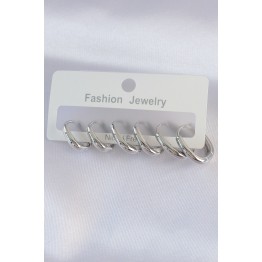 Pirinç Gümüş Renk Oval Küpe Seti TJ-BKP8999