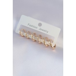 Pirinç Gold Renk Oval Küpe Seti TJ-BKP9002