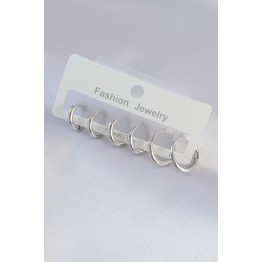 Pirinç Gümüş Renk Oval Küpe Seti TJ-BKP9003