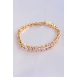 Vip Seri Pirinç Pembe Zirkon Taşlı Gold Renk Baget Model Bileklik TJ-BB6078