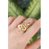 Pirinç Gold Renk Ayarlanabilir Yılan Yüzük TJ-BYK3164