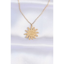 316L Çelik Zincir Gold Renk Göz Güneşi Tasarımlı Kolye TJ-BKO8734