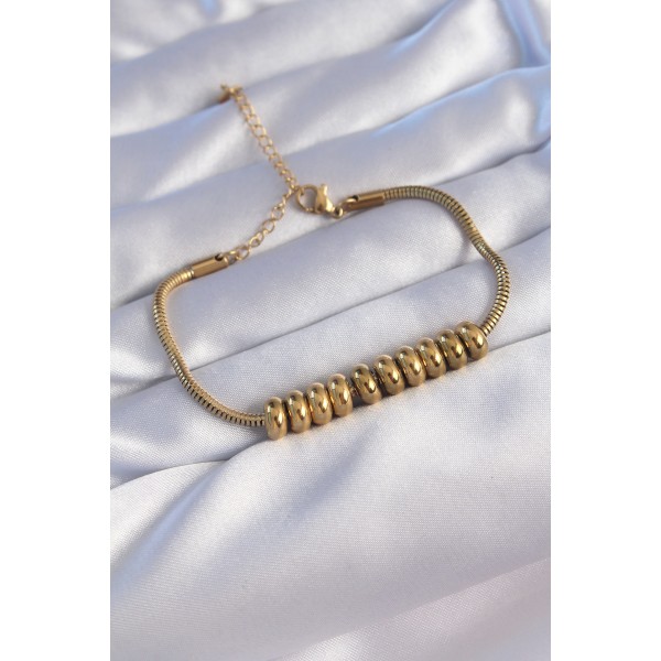 316L Çelik Gold Renk Oval Figürlü Bileklik TJ-BB6096