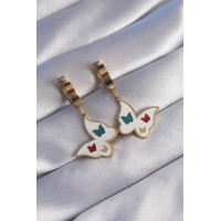 316L Çelik Gold Renk Renkli Mineli Küpe TJ-BKP9027
