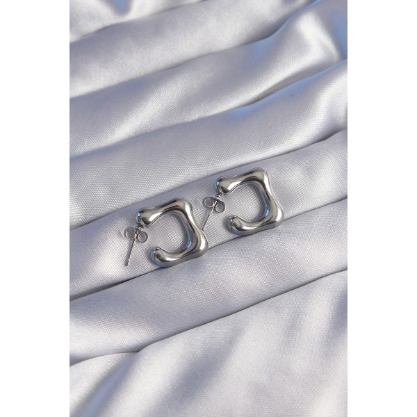 316L Çelik Gümüş Renk Minimal Bubble Küpe TJ-BKP9042