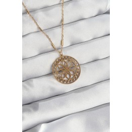 316L Çelik Zincir Gold Renk Lotus Model Kolye TJ-BKO8902